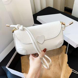 Heart Buckle Plain Shoulder Bag