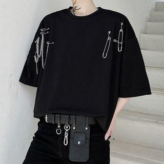 Elbow-sleeve Pined T-shirt