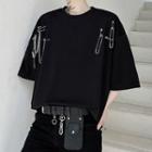 Elbow-sleeve Pined T-shirt