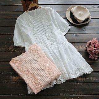 Lace Trim Pintuck Tunic