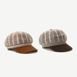 Striped Panel Newsboy Cap