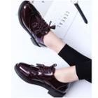 Patent Lace Up Block Heel Oxfords