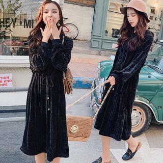 Hooded Drawstring Waist A-line Dress