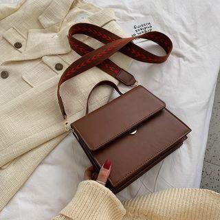 Embroidered Strap Top Handle Crossbody Bag