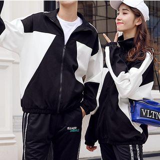 Couple Matching Two-tone Zip Jacket / Sweatpants