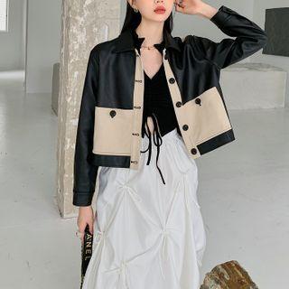 Paneled Faux Leather Jacket