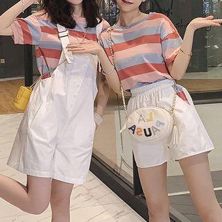 Striped Short-sleeve T-shirt / Jumper Shorts / Shorts / Set