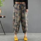Printed Harem Jeans Printed - Ash Blue & Light Yellow - One Size
