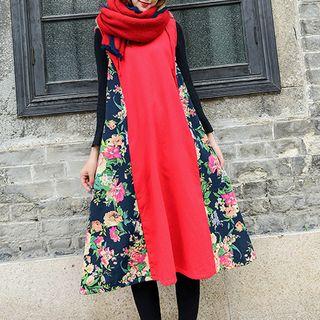Hooded Long-sleeve Maxi A-line Dress