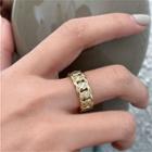Rhinestone Chained Ring 1 Pc - Gold - One Size