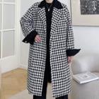 Houndstooth Open-front Midi Coat