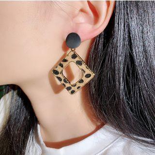 Geometric Leopard Print Drop Earring