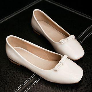 Bow Square Toe Patent Flats