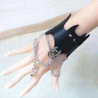 Bat Faux Leather Chain Bracelet