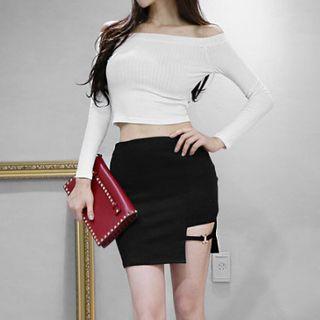 Set: Off-shoulder Cropped Top + Asymmetric Pencil Skirt