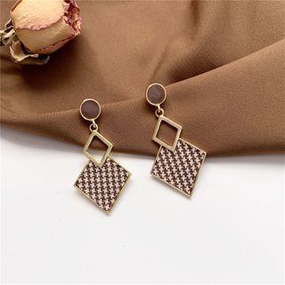 Houndstooth Rhombus Drop Earring 1 Pair - Earrings - Brown - One Size
