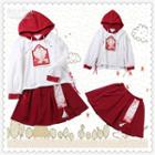 Color Block Hoodie / High Waist Mini Skirt