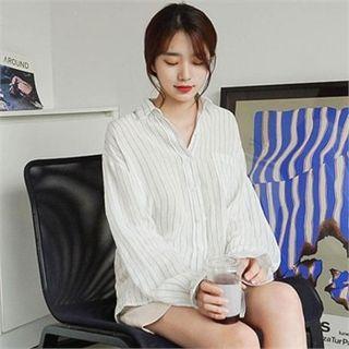 Linen Stripe Loose-fit Shirt
