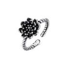 925 Sterling Silver Fashion Elegant Flower Adjustable Open Ring Silver - One Size