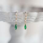 Faux Crystal Drop Earring 1 Pair - Emerald Green - One Size