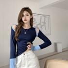 Long-sleeve Cutout Fitted T-shirt