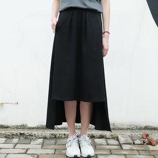 Dip Back A-line Midi Skirt