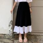 Chiffon Panel Maxi A-line Skirt