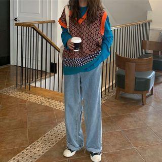 Plain T-shirt / Knit Vest