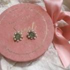 Faux Pearl Cat Eye Stone Dangle Earring 1 Pair - Gold & Green - One Size