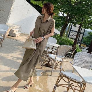 Two-way Sleeveless Maxi Shirtdress