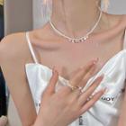 Rhinestone Faux Pearl Choker C178-1 - White - One Size