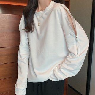 Cold Shoulder Zip Sweatshirt