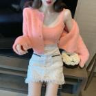Fleece Jacket / Spaghetti Strap Top / Mini Skirt