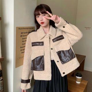 Paneled Faux Shearling Jacket