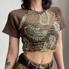 Short-sleeve Organza Cropped T-shirt