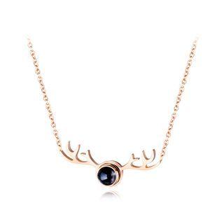 Fashion Simple Plated Rose Gold 316l Stainless Steel Elk Necklace Rose Gold - One Size