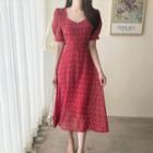 Sweetheart-neck Floral Long Dress