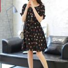 Short-sleeve Print Pleated Dress
