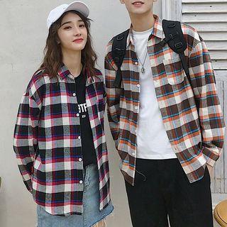 Couple Matching Plaid Long-sleeve Shirt / Jacket