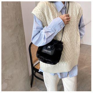 Faux-fur Panel Chain-accent Cross Bag