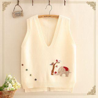 Elephant Jacquard Knit Vest