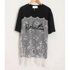 Short-sleeve Lace-overlay Dress