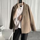 Lapel Collar Plain Button Blazer
