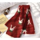 Christmas Deer Print Knit Shawl