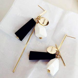 Non-matching Geometric Wood Dangle Earring 1 Pair - As Shown In Figure - One Size