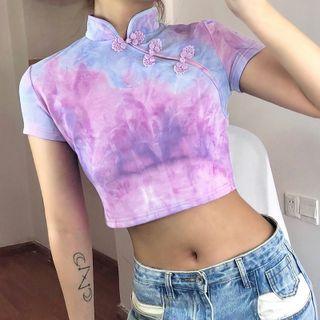 Short-sleeve Tie Dye Hanfu Crop Top