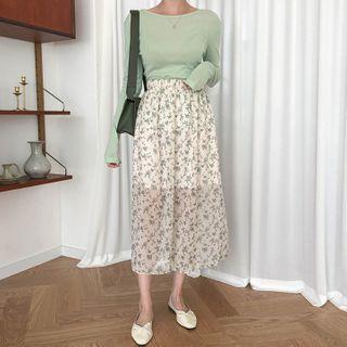 Chiffon Long Floral Skirt