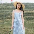 Striped Strappy Midi Dress