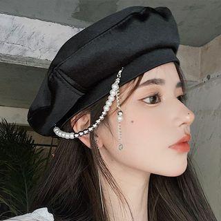 Faux Pearl Chain Beret Hat
