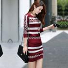 Set: Long-sleeve Striped Sweatshirt + Striped Mini Skirt